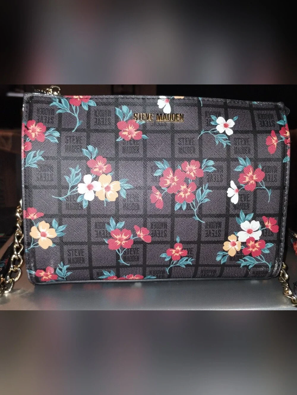 Steve Madden Black Floral Crossbody Bag